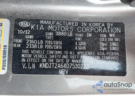 2013 Kia Soul + из США, поврежденный, VIN KNDJT2A64D7530222